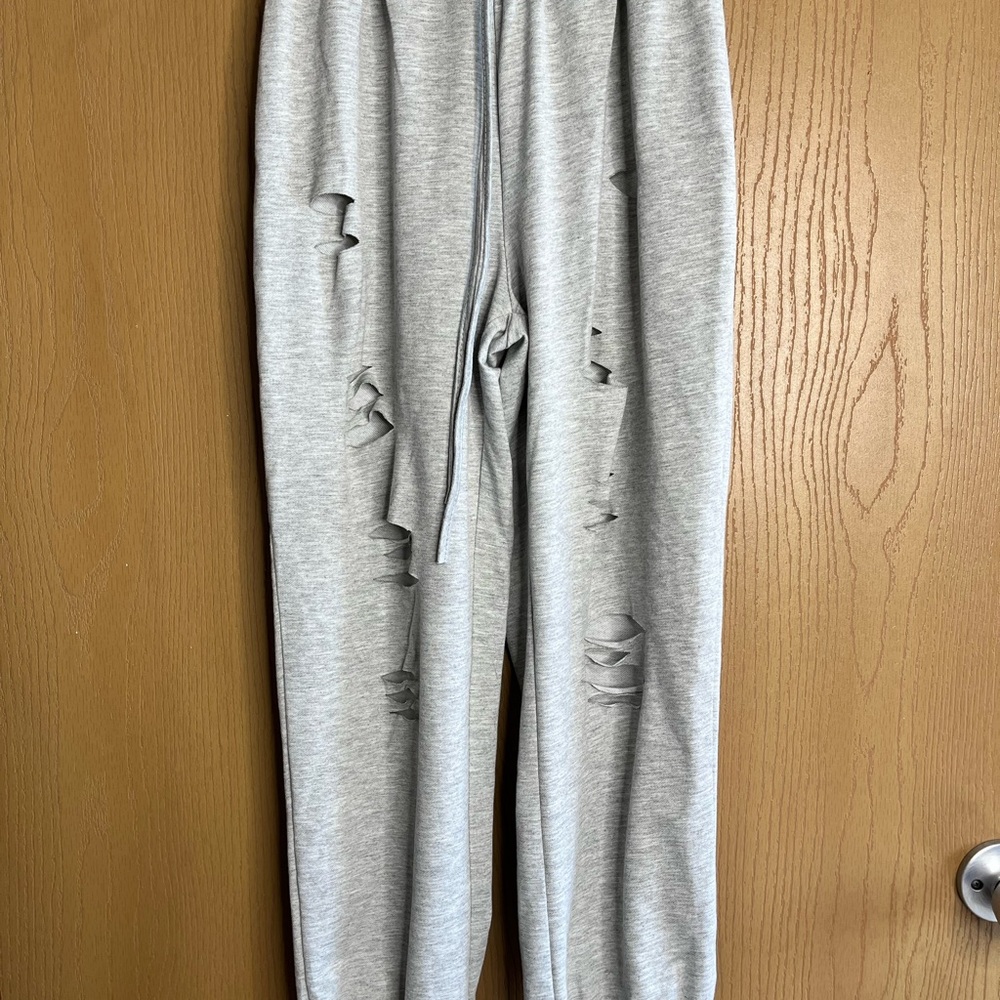 Gray Distressed Jogger Pants